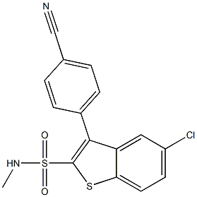 5-chloro-3-(4-cyanophenyl)-N-methylbenzo[b]thiophene-2-sulfonamide Struktur