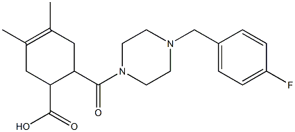 6-(4-(4-fluorobenzyl)piperazine-1-carbonyl)-3,4-dimethylcyclohex-3-enecarboxylic acid Struktur