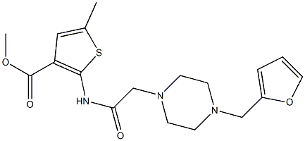 methyl 2-(2-(4-(furan-2-ylmethyl)piperazin-1-yl)acetamido)-5-methylthiophene-3-carboxylate Struktur