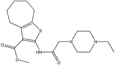 methyl 2-(2-(4-ethylpiperazin-1-yl)acetamido)-5,6,7,8-tetrahydro-4H-cyclohepta[b]thiophene-3-carboxylate Struktur