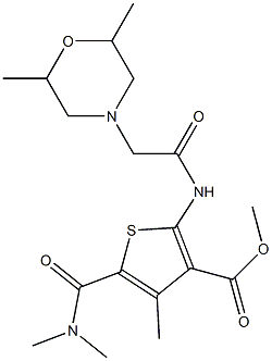 methyl 5-(dimethylcarbamoyl)-2-(2-(2,6-dimethylmorpholino)acetamido)-4-methylthiophene-3-carboxylate Struktur