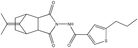 N-(1,3-dioxo-8-(propan-2-ylidene)hexahydro-1H-4,7-methanoisoindol-2(3H)-yl)-5-propylthiophene-3-carboxamide Struktur