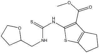 methyl 2-(3-((tetrahydrofuran-2-yl)methyl)thioureido)-5,6-dihydro-4H-cyclopenta[b]thiophene-3-carboxylate Struktur