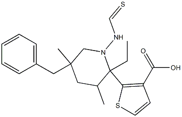 ethyl 5-benzyl-2-(3,5-dimethylpiperidine-1-carbothioamido)thiophene-3-carboxylate Struktur