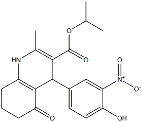 isopropyl 4-(4-hydroxy-3-nitrophenyl)-2-methyl-5-oxo-1,4,5,6,7,8-hexahydroquinoline-3-carboxylate Struktur