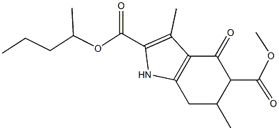 5-methyl 2-pentyl 3,6-dimethyl-4-oxo-4,5,6,7-tetrahydro-1H-indole-2,5-dicarboxylate Struktur