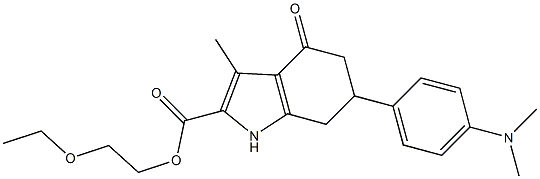 2-ethoxyethyl 6-(4-(dimethylamino)phenyl)-3-methyl-4-oxo-4,5,6,7-tetrahydro-1H-indole-2-carboxylate Struktur