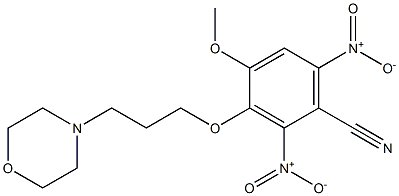 4-methoxy-3-(3-morpholinopropoxy)-2,6-dinitrobenzonitrile Struktur