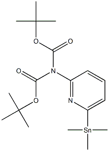 2-(bis(tert-butoxycarbonyl)amino)-6-trimethylstannylpyridine Struktur