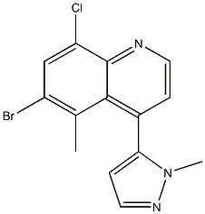 6-bromo-8-chloro-5-methyl-4-(1-methyl-1H-pyrazol-5-yl)quinoline Struktur