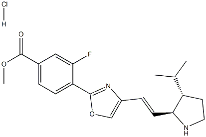 methyl 3-fluoro-4-(4-((E)-2-((2S,3S)-3-isopropylpyrrolidin-2-yl)vinyl)oxazol-2-yl)benzoate hydrochloride Structure