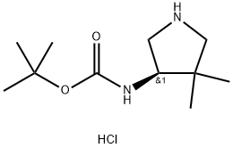 (R)-(4,4-Dimethyl-pyrrolidin-3-yl)-carbamic acid tert-butyl ester hydrochloride Struktur