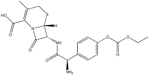 (6R,7R)-7-((R)-2-amino-2-(4-((ethoxycarbonyl)oxy)phenyl)acetamido)-3-methyl-8-oxo-5-thia-1-azabicyclo[4.2.0]oct-2-ene-2-carboxylic acid Struktur