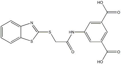 5-(2-(benzo[d]thiazol-2-ylthio)acetamido)isophthalic acid Struktur