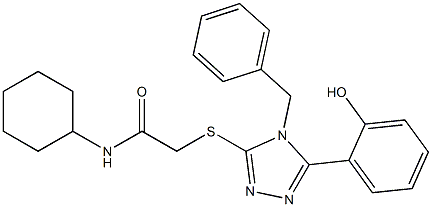 2-((4-benzyl-5-(2-hydroxyphenyl)-4H-1,2,4-triazol-3-yl)thio)-N-cyclohexylacetamide Struktur