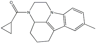 cyclopropyl(8-methyl-3a,4,5,6-tetrahydro-1H-pyrazino[3,2,1-jk]carbazol-3(2H)-yl)methanone Struktur