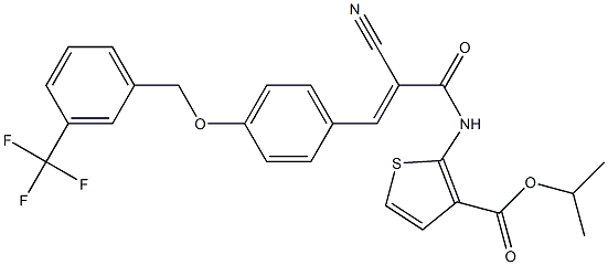 (E)-isopropyl 2-(2-cyano-3-(4-((3-(trifluoromethyl)benzyl)oxy)phenyl)acrylamido)thiophene-3-carboxylate Struktur