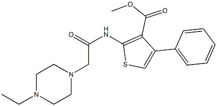 methyl 2-(2-(4-ethylpiperazin-1-yl)acetamido)-4-phenylthiophene-3-carboxylate Struktur