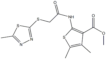 methyl 4,5-dimethyl-2-(2-((5-methyl-1,3,4-thiadiazol-2-yl)thio)acetamido)thiophene-3-carboxylate Struktur