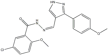 (Z)-5-chloro-2-methoxy-N'-((3-(4-methoxyphenyl)-1H-pyrazol-4-yl)methylene)benzohydrazide Struktur