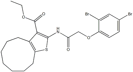 ethyl 2-(2-(2,4-dibromophenoxy)acetamido)-5,6,7,8,9,10-hexahydro-4H-cyclonona[b]thiophene-3-carboxylate Structure