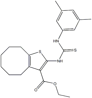 ethyl 2-(3-(3,5-dimethylphenyl)thioureido)-4,5,6,7,8,9-hexahydrocycloocta[b]thiophene-3-carboxylate Struktur