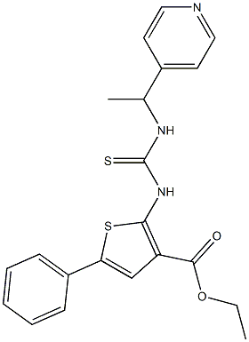 ethyl 5-phenyl-2-(3-(1-(pyridin-4-yl)ethyl)thioureido)thiophene-3-carboxylate Struktur