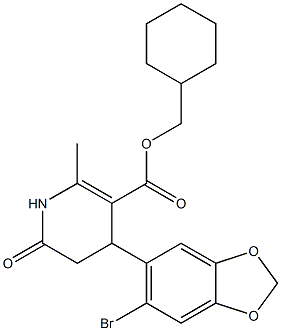 cyclohexylmethyl 4-(6-bromobenzo[d][1,3]dioxol-5-yl)-2-methyl-6-oxo-1,4,5,6-tetrahydropyridine-3-carboxylate Struktur