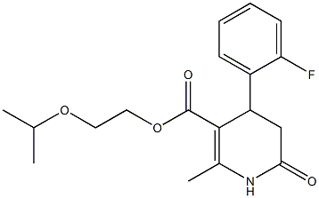 2-isopropoxyethyl 4-(2-fluorophenyl)-2-methyl-6-oxo-1,4,5,6-tetrahydropyridine-3-carboxylate Struktur