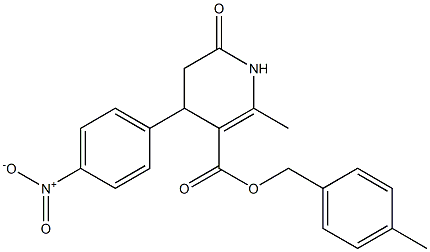 4-methylbenzyl 2-methyl-4-(4-nitrophenyl)-6-oxo-1,4,5,6-tetrahydropyridine-3-carboxylate Struktur