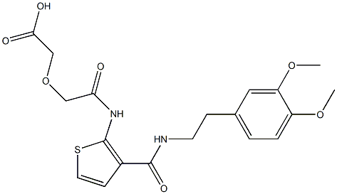 2-(2-((3-((3,4-dimethoxyphenethyl)carbamoyl)thiophen-2-yl)amino)-2-oxoethoxy)acetic acid Struktur