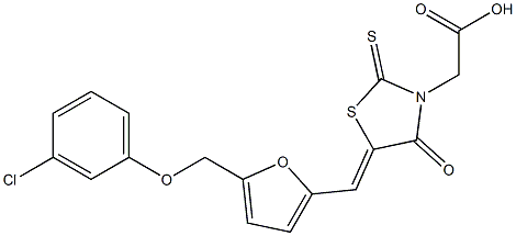 (Z)-2-(5-((5-((3-chlorophenoxy)methyl)furan-2-yl)methylene)-4-oxo-2-thioxothiazolidin-3-yl)acetic acid Struktur