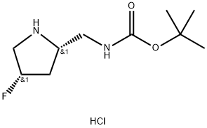 tert-butyl N-{[(2S,4S)-4-fluoropyrrolidin-2-yl]methyl}carbamate hydrochloride Struktur