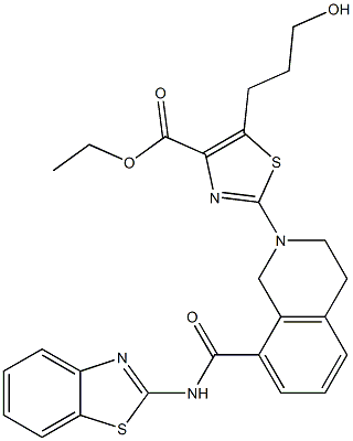 ethyl 2-(8-(benzo[d]thiazol-2-ylcarbamoyl)-3,4-dihydroisoquinolin-2(1H)-yl)-5-(3-hydroxypropyl)thiazole-4-carboxylate Struktur