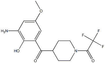 1-(4-(3-amino-2-hydroxy-5-methoxybenzoyl)piperidin-1-yl)-2,2,2-trifluoroethanone Struktur