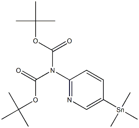 2-(bis(tert-butoxycarbonyl)amino)-5-trimethylstannylpyridine Struktur