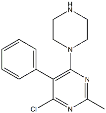 4-chloro-2-methyl-5-phenyl-6-(piperazin-1-yl)pyrimidine Struktur