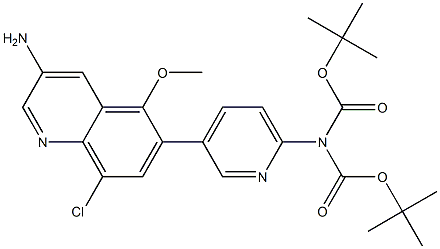 6-(6-bis(tert-butoxycarbonyl)aminopyridin-3-yl)-8-chloro-5-methoxyquinolin-3-amine Struktur