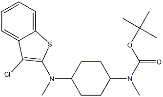 tert-butyl (1r,4r)-4-((3-chlorobenzo[b]thiophen-2-yl)methylamino)cyclohexyl(methyl)carbamate Struktur