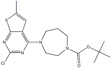 tert-butyl 4-(2-chloro-6-methylthieno[2,3-d]pyrimidin-4-yl)-1,4-diazepane-1-carboxylate Struktur