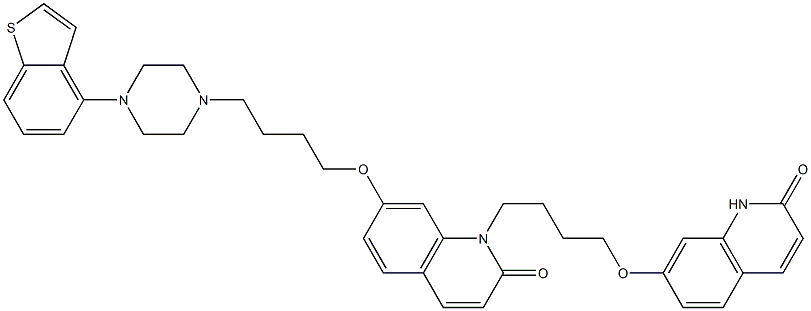 7-(4-(4-(benzo[b]thiophen-4-yl)piperazin-1-yl)butoxy)-1-(4-((2-oxo-1,2-dihydroquinolin-7-yl)oxy)butyl)quinolin-2(1H)-one Struktur