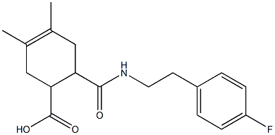 6-((4-fluorophenethyl)carbamoyl)-3,4-dimethylcyclohex-3-enecarboxylic acid Struktur