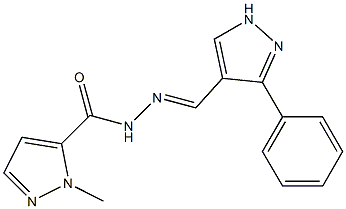 (E)-1-methyl-N'-((3-phenyl-1H-pyrazol-4-yl)methylene)-1H-pyrazole-5-carbohydrazide Struktur