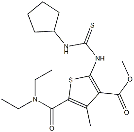 methyl 2-(3-cyclopentylthioureido)-5-(diethylcarbamoyl)-4-methylthiophene-3-carboxylate Struktur