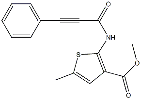 methyl 5-methyl-2-(3-phenylpropiolamido)thiophene-3-carboxylate Struktur