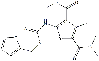 methyl 5-(dimethylcarbamoyl)-2-(3-(furan-2-ylmethyl)thioureido)-4-methylthiophene-3-carboxylate Struktur