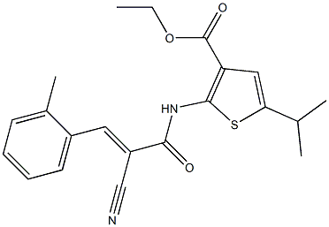 (E)-ethyl 2-(2-cyano-3-(o-tolyl)acrylamido)-5-isopropylthiophene-3-carboxylate Struktur