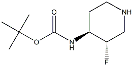 tert-butyl Trans-3-fluoropiperidin-4-ylcarbamate Struktur