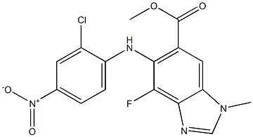 methyl 5-((2-chloro-4-nitrophenyl)amino)-4-fluoro-1-methyl-1H-benzo[d]imidazole-6-carboxylate Struktur