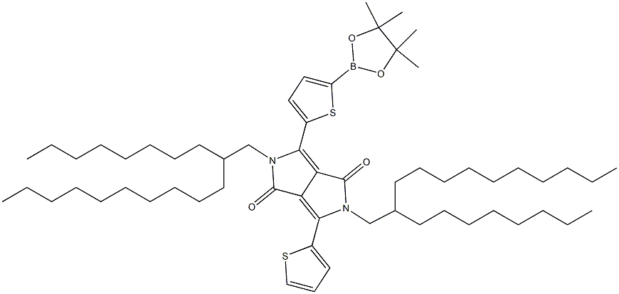 2,5-Bis(2-octyldodecyl)-3-(5-(4,4,5,5-tetramethyl-1,3,2-dioxaborolan-2-yl)thiophen-2-yl)-6-(thiophen-2-yl)pyrrolo[3,4-c]pyrrole-1,4(2H,5H)-dione Struktur